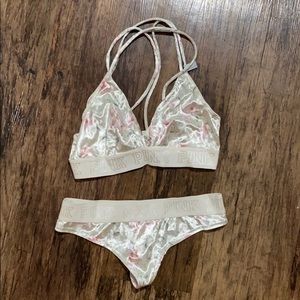 Floral Velvet Bra & Panty Set - New with Tags